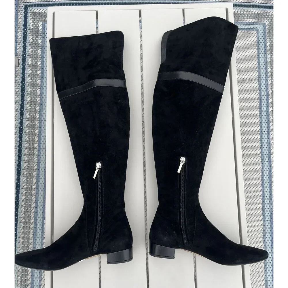 Christian Dior Knee High Suede Leather Boots - Size 39/9 - Black